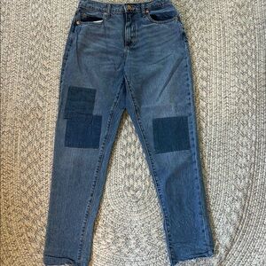 Universal Thread Women's Blue Patchwork Straight Leg Jeans